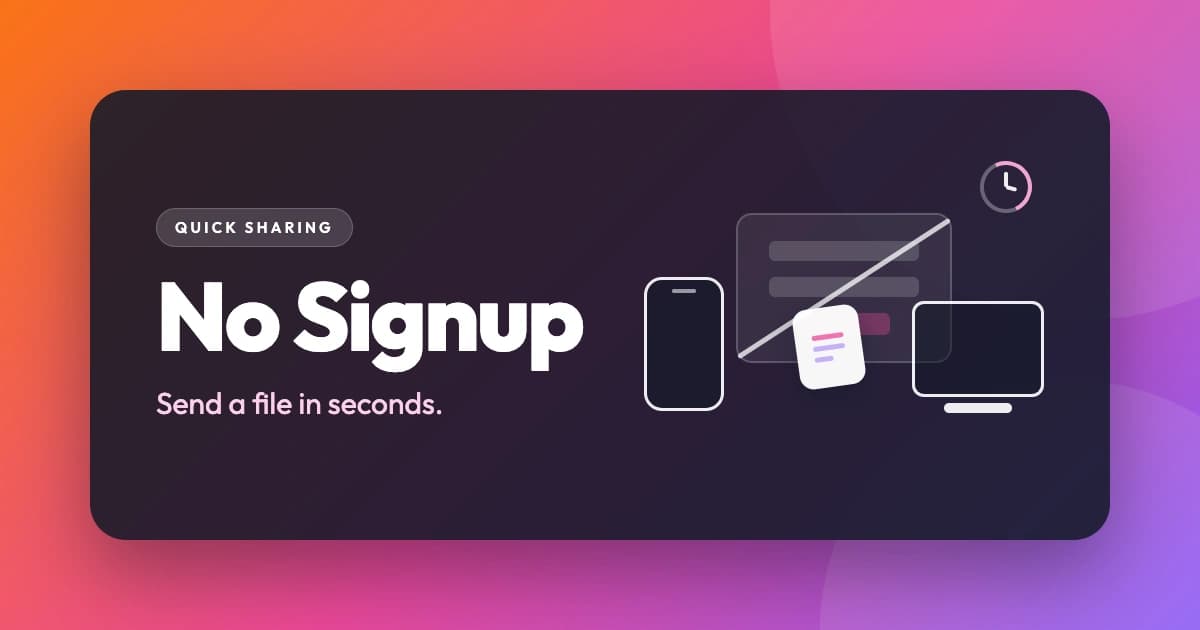 A file being handed between two devices with no account or login required
