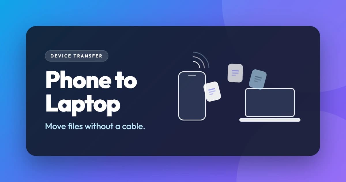 A phone and a laptop exchanging files wirelessly between them