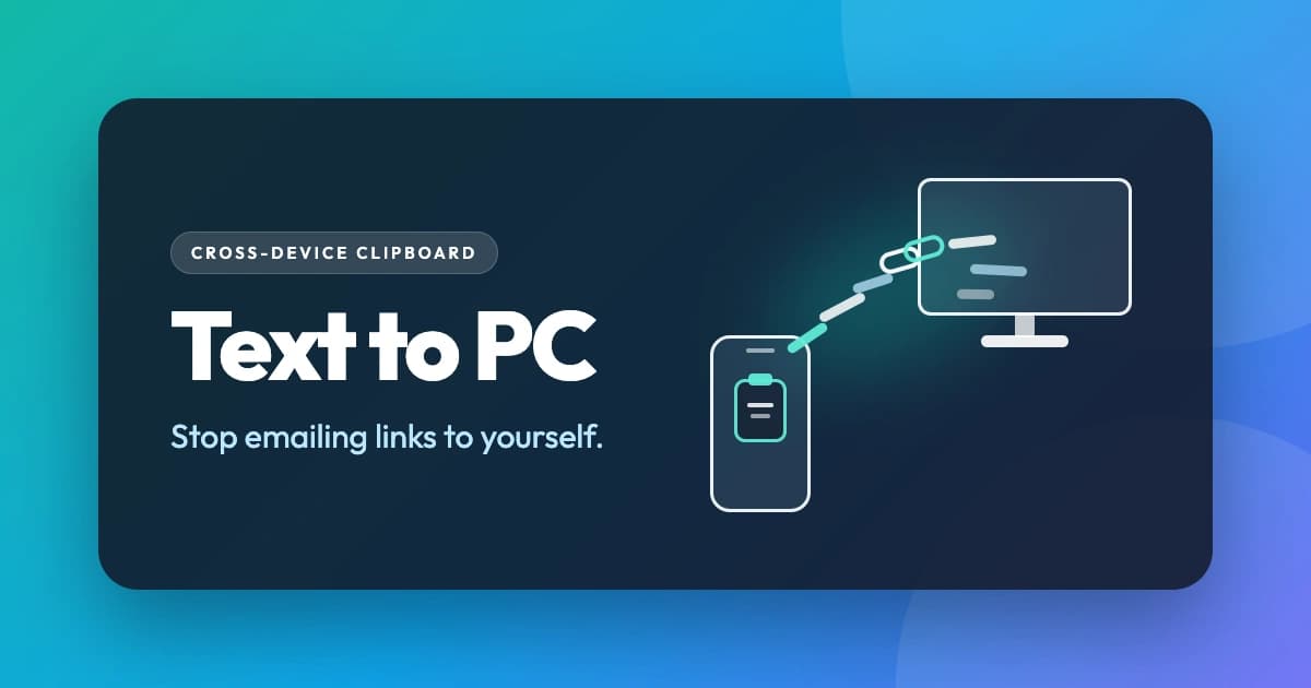 Text and links moving from a phone screen to a desktop computer screen