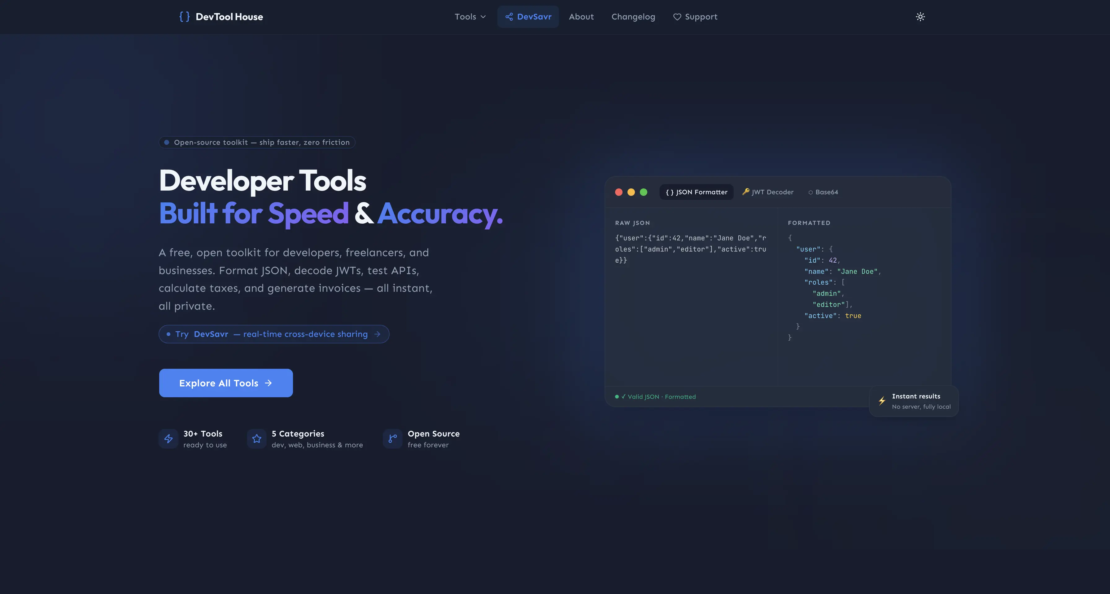 DevTool House — 30+ Tools for Developers & Freelancers