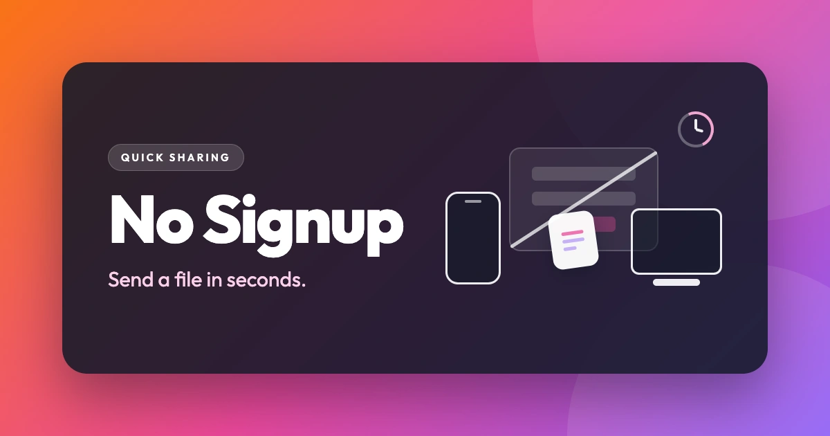 A file being handed between two people with no account or login required