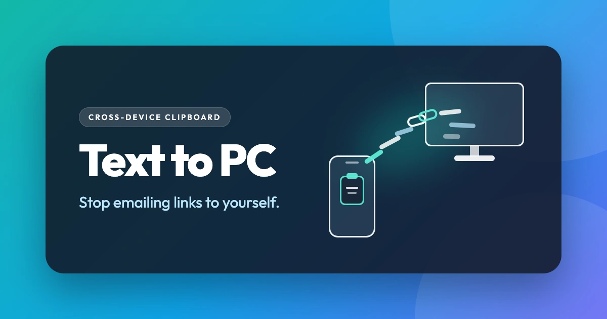 Text and links moving from a phone screen to a desktop computer screen